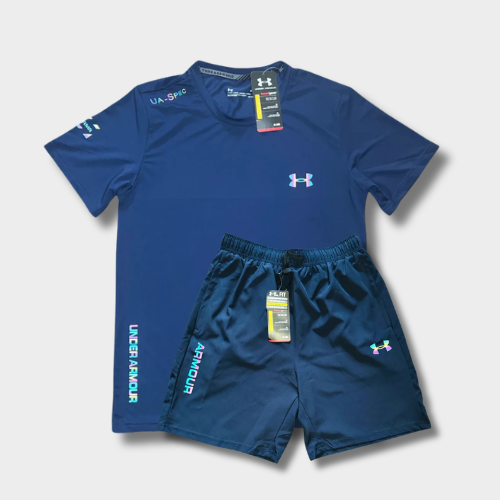 Ensemble short/t-shirt UA Fluo Bleu