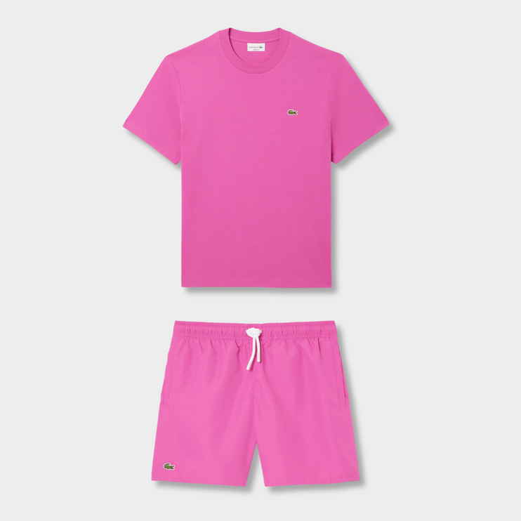 Ensemble short/t-shirt Lacoste Rose vif
