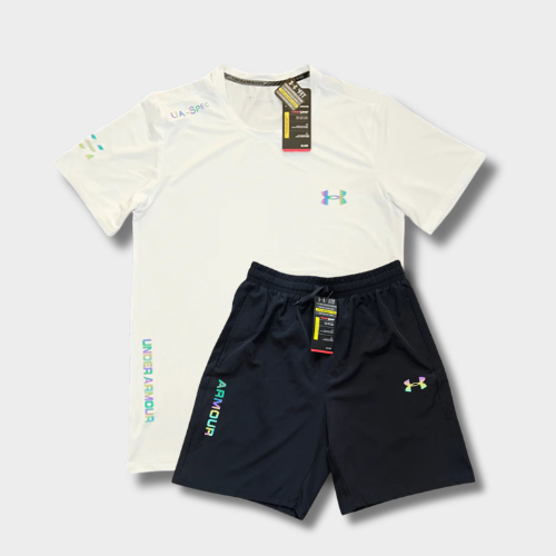 Ensemble short/t-shirt UA Fluo Blanc