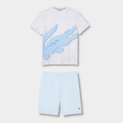 Ensemble short/t-shirt Lacoste Bleu et blanc
